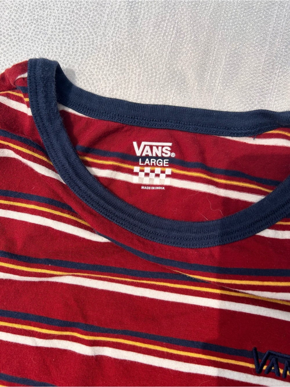 Vans Red Multistripe Navy Trim Tee